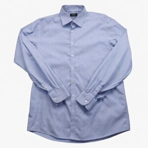 Sand Copenhagen Dress‎ Shirt Men 17 43 Blue Geometric Print Cotton Button Front